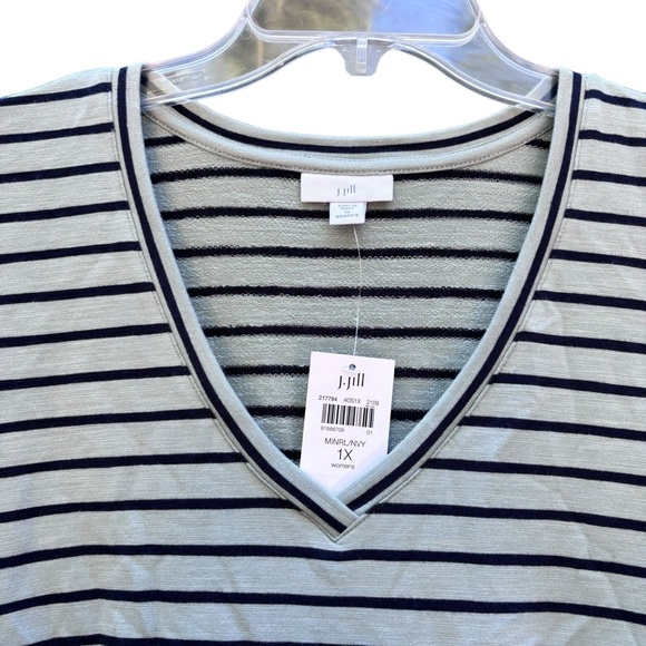 J. Jill Mint Green Striped Tunic Dress with pockets NWT womens size 1X - Picture 4 of 8